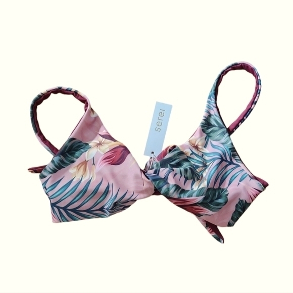 SEREI SWIM BIKINI TOP REVERSIBLE TROPICAL PRINT‎ NWT L - Picture 1 of 4
